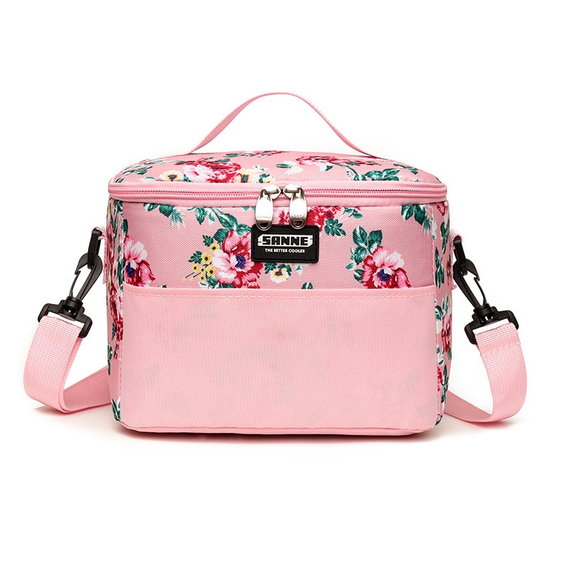 Sac Repas Isotherme LINTRA 6.5L Rose - Poche Double, Velours, Doublure Aluminium, Pour Travail/école/pique-nique