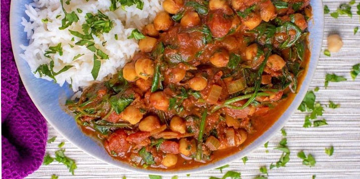 Curry de pois chiches et d'épinards