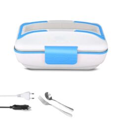 lunch box chauffante électrique bleue avec prise