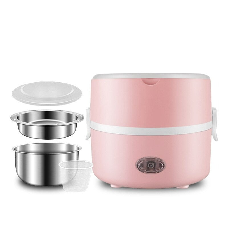 Lunch Box Isotherme Inox Rose couvercle transparent 2 étages
