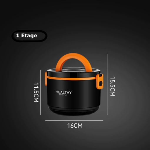 dimensions de la Lunch Box Compartimentée Inox Orange 1 niveau