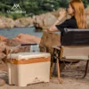 une personne au camping avec le Frigo portable pour camping