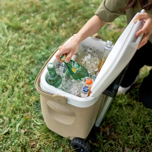 une personne qui utilise la Petite glacière à roulettes