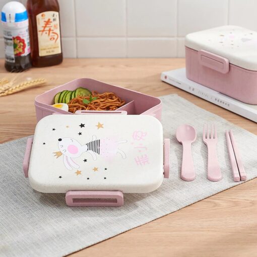 Bento Japonais Rose Cute Lapin avec de la nourriture