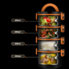 la Lunch Box Compartimentée Inox Orange avec de la nourritures