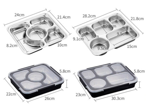 dimensions de la Lunch Box Compartimentée Noire