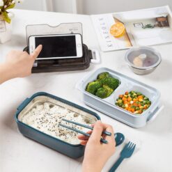 la avec de la Lunch Box Bleue Compartiments a l'intérieure