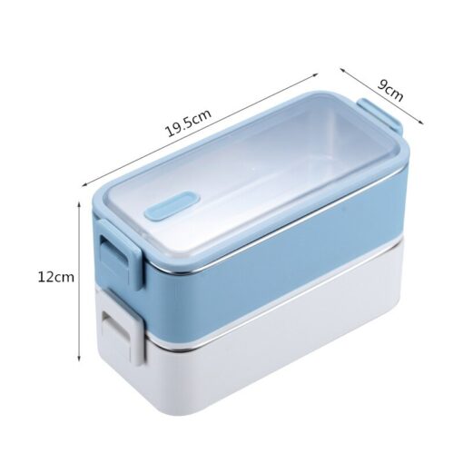 dimensions de la Lunch Box Inox Bleue et Blanche