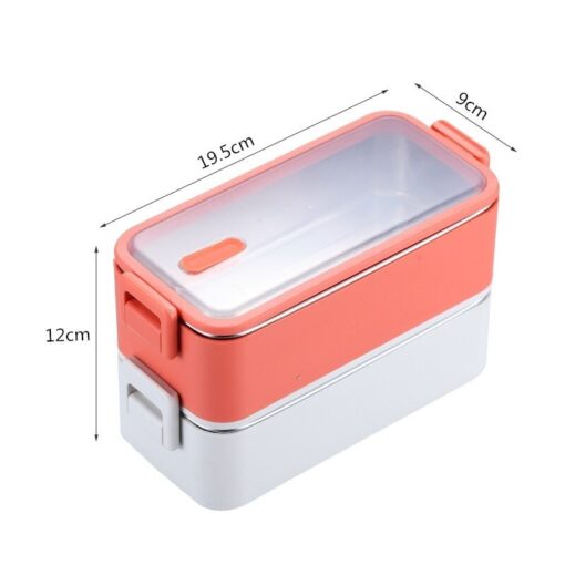 dimensions de la Lunch Box Inox Orange et Blanche