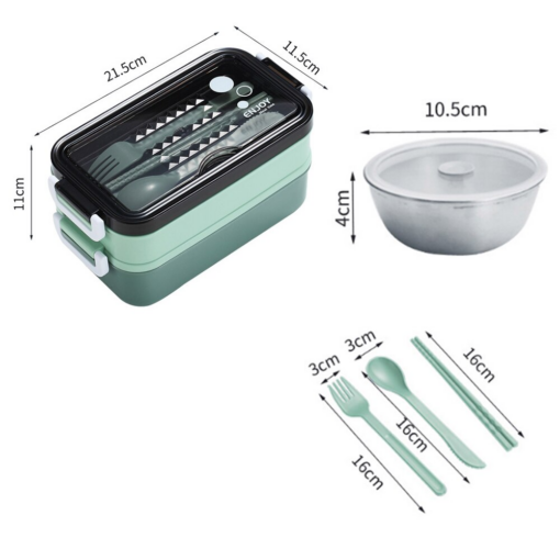 dimensions de la Lunch Box Verte Compartiments