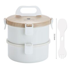 Bento Inox Rond Blanc Compartiments 2 niveaux