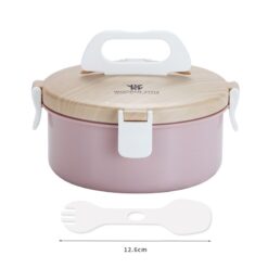 Boîte Bento Inox Rond Rose Compartiments 1 niveu