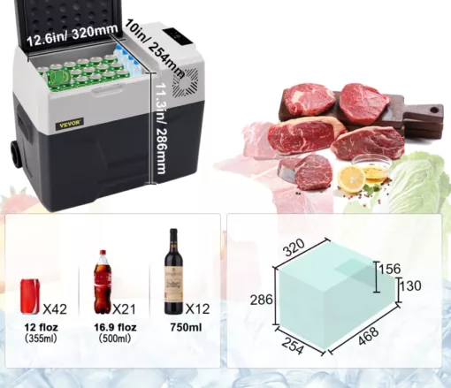 réfrigérateur portable à compression 12/24V avec la nourriture